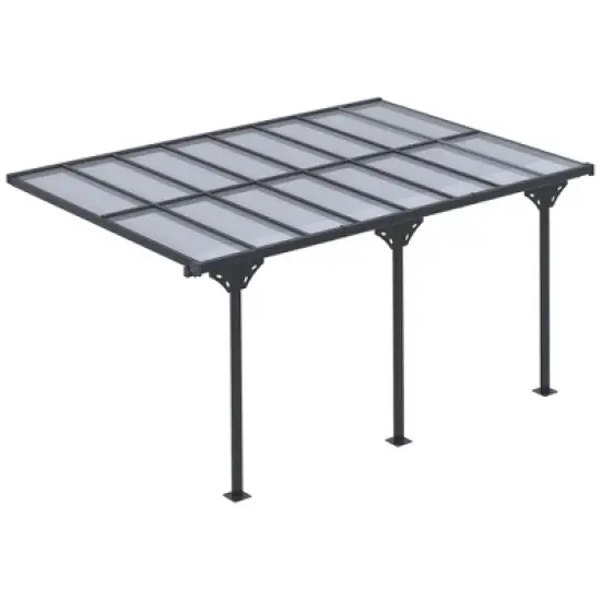 Outsunny Outdoor Polycarbonate Pergola, Transparent UV Blocking Awning, Hardtop Deck Gazebo w/ Adjustable Posts, Aluminum, Gray image {8}