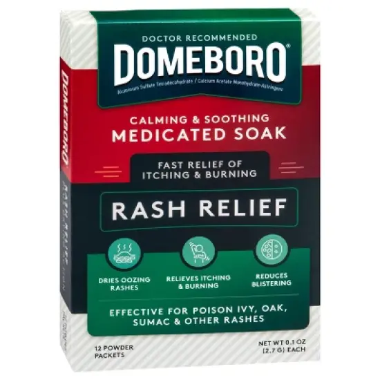 Domeboro Calming & Soothing Medicated Soak Rash Relief Astringent Powder Solution, 12 Ct image {5}