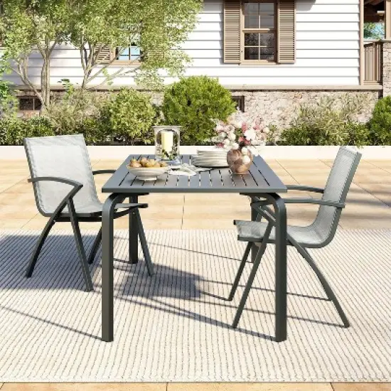 71" Outdoor Dining Table with Umbrella Hole - Aluminum Patio Table, Weatherproof & Rust-Proof Patio Dining Table image {7}
