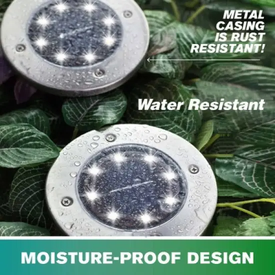 Bell + Howell 8 LED Swivel Solar Powered Disk Lights with Auto On/Off, Adjustable Angle, Walkway Lights image {10}