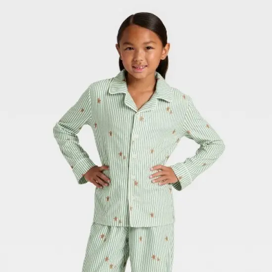 Kids' Gingerbread Striped Long Sleeve Shirt and Pants Holiday Matching Family Pajama Set - Wondershop&trade; Cream image {2}
