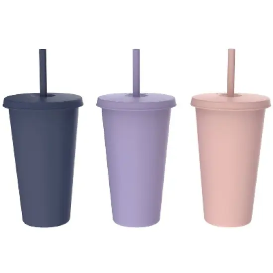 Zak Designs 3pk 25 fl oz Plastic Straw Tumbler Set image {1}
