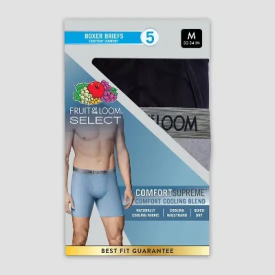 Fruit of the Loom Select Men's Comfort Supreme Cooling Blend Boxer Briefs 5pk image {1}