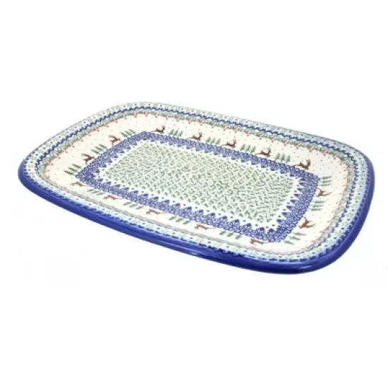 Blue Rose Polish Pottery 121 Vena Large Rectangular Serving Platter image {7}