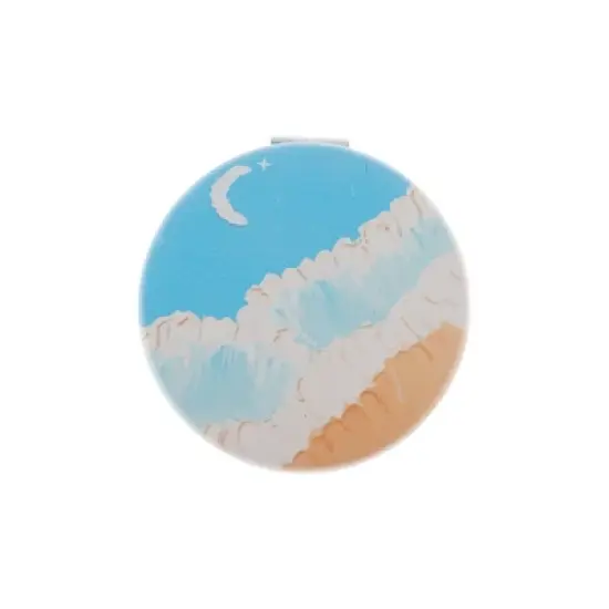 Unique Bargains Round Hand-drawn Makeup Mirror Blue Orange 1 Pc image {3}