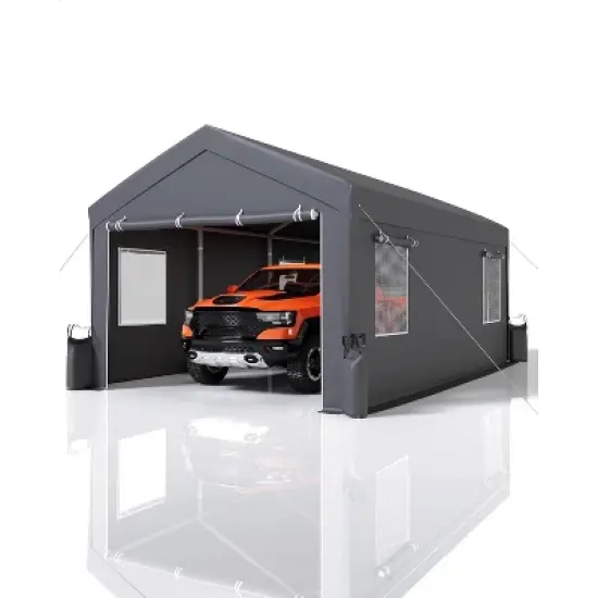 GustoWave Heavy Duty 13x20 Ft Carport, Portable Garage with Removable Sidewalls & Doors image {6}