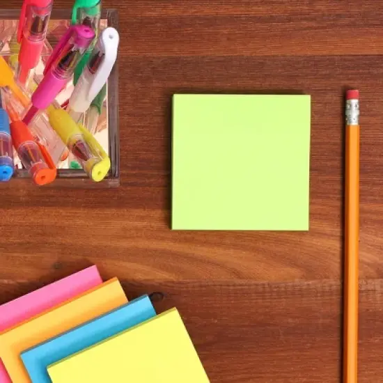 Juvale 15 Pads 100 Sheets Neon Colored Paper, Self-Adhesive Notes Pads 3x3 inch image {1}