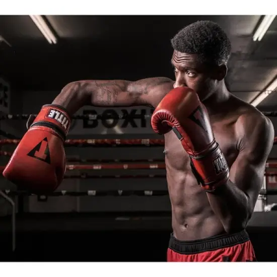 Title Boxing Blood Red Leather Hook and Loop Training Gloves - Red image {5}
