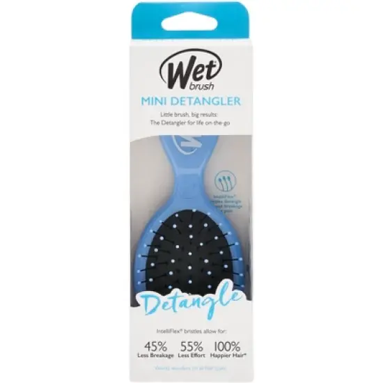 Wet Brush Mini Detangler Hair Brush For Less Pain, Effort and Breakage - Solid Sky Blue image {3}