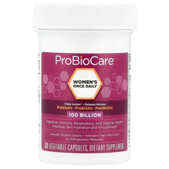 ProBioCare Women's Once Daily Probiotic, 100 Billion, 30 Vegetable Capsules image {2}
