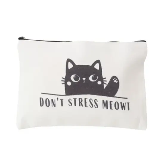 Unique Bargains Durable Cats Slogan Makeup Bag White 1 Pc image {5}