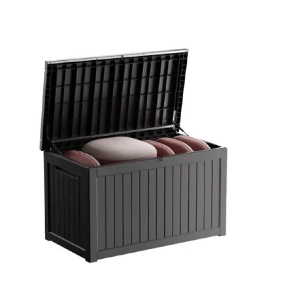 Sersper Outdoor Storage Box, 230 Gallon Deck Box Lockable Large Outdoor Container for Garden Tools, Waterproof and UV Resistant, Black image {8}