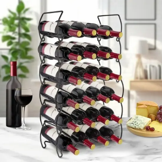 Sorbus 6-Tier Classic Style Stackable Wine Rack - Perfect for Bar, Wine Cellar, Basement, Cabinet, Pantry, etc - Hold 24 Bottles image {1}