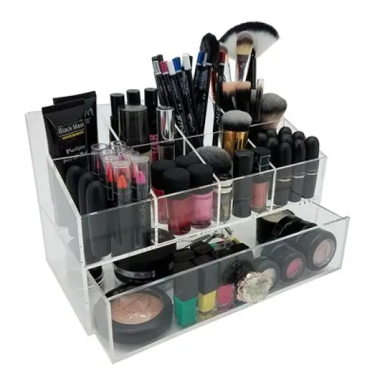 OnDisplay Gracie Deluxe Acrylic Cosmetic/Jewelry Organization Station w/Geode knobs image {2}