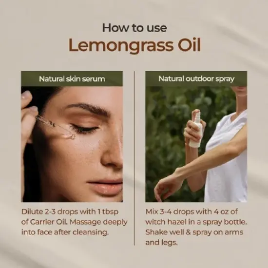Gya Labs Lemongrass Essential Oil 0.34 Fl Oz Earthy & Zesty Scent for Hair Skin Candle Making image {6}