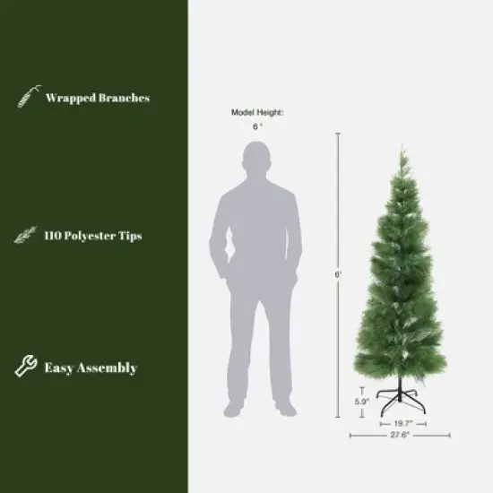 LuxenHome 6Ft Holiday Slim Artificial Pampas Grass Tree in Green image {2}