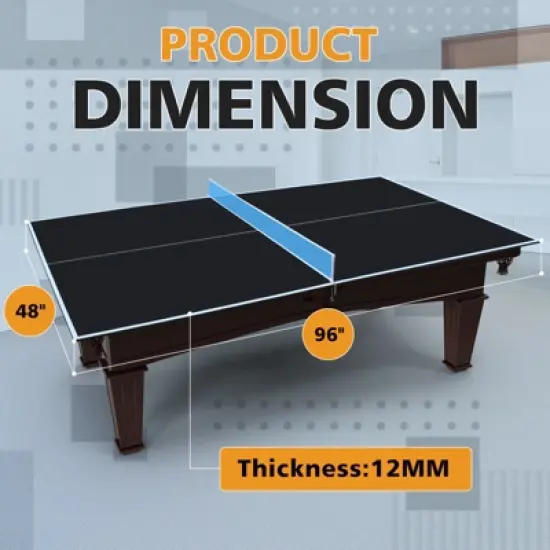 Sevobal Game Table 8ft Foldable Ping Pong Conversion Top Table Tennis Surface for Indoor Use and Game Rooms, Black, 96"*48"*3" image {2}