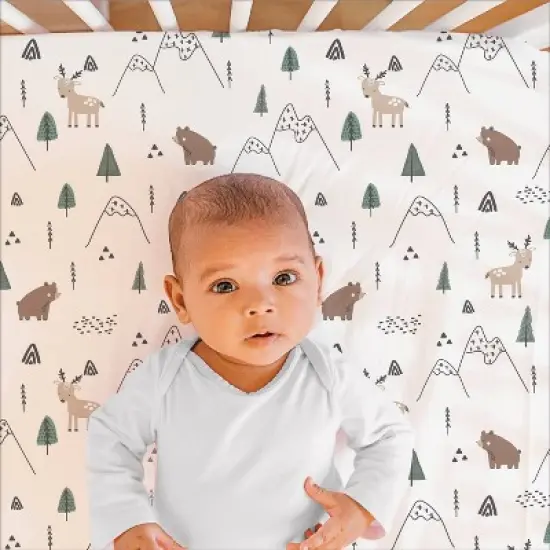 The Peanutshell Woodland Camo Baby Crib Bedding Set - Green/White - 3pc image {2}