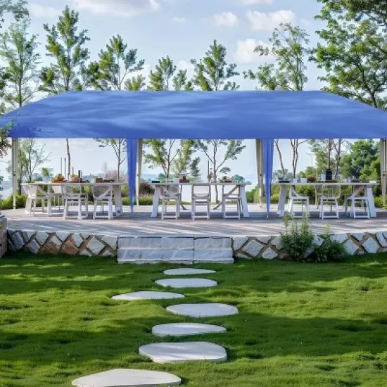 GustoWave Portable Outdoor 10x30 Ft Pop Up Canopy with 8 Sidewalls for camping image {6}