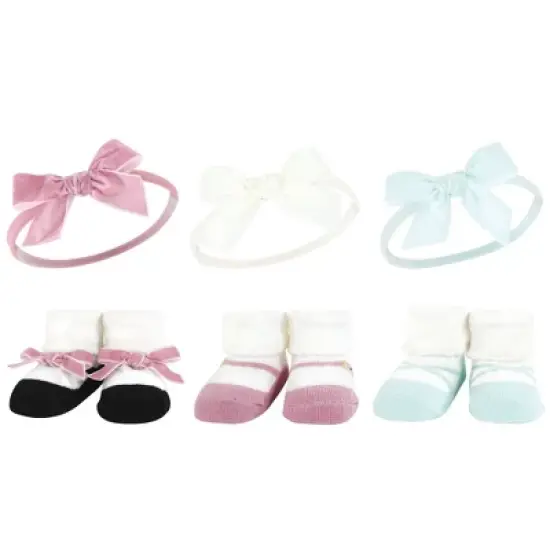 Hudson Baby Infant Girl 12Pc Headband and Socks Giftset, Blush Mint Black Pink, One Size image {1}