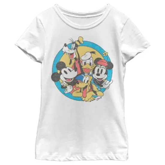 Girl's Disney Mickey & Friends Retro Circle Distressed T-Shirt image {5}