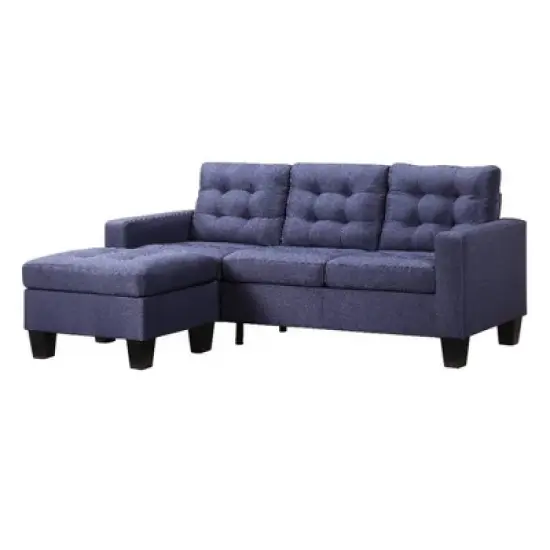 81" Earsom Sofa Blue Linen - Acme Furniture image {1}