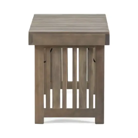 Kumasinova 16" Foldable Outdoor Side Table with Premium Acacia Wood Frame,Slatted Patio End Table Small Coffee Table for Poolside,Porch&Deck,Teak image {2}