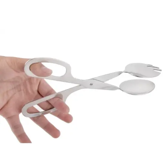 Unique Bargains Stainless Steel Scissor Food Tongs 10.4 Inch Silver Tone 2 Pcs image {3}