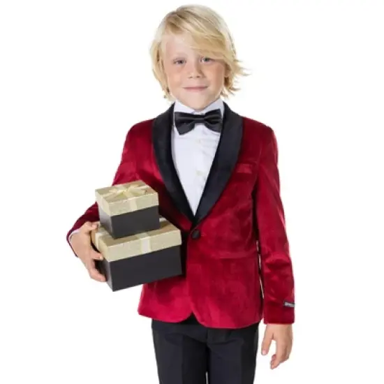 OppoSuits Deluxe Boys Blazer - Dinner Jacket - Burgundy - Red image {4}