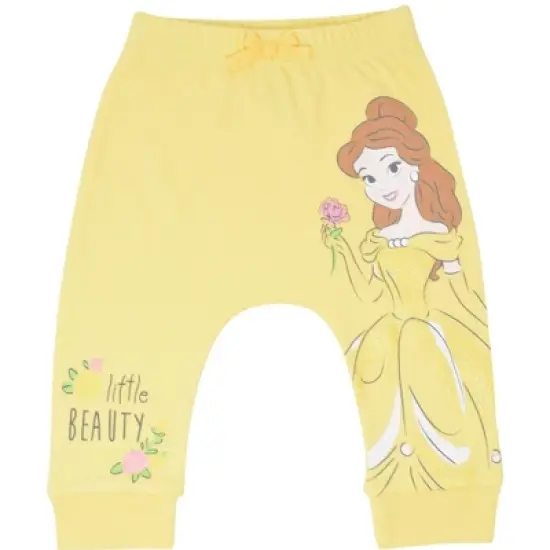 Disney Princess Belle Aurora Cinderella Baby Girls 3 Pack Pants Newborn to Infant image {3}