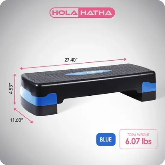 HolaHatha Aerobic Step Platform Exercise Fitness Equipment w/ Adjustable Height image {1}