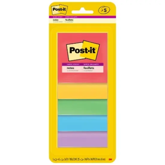 Post-it 5pk 3" x 3" Super Sticky Notes 45 Sheets/Pad - Marrakesh Collection: Multicolor Office Supplies, Art & Design image {22}