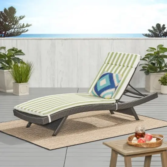 Christopher Knight Home Salem Outdoor Wicker Armless Adjustable Chaise Lounge with Cushion image {14}