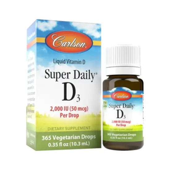 Carlson - Super Daily D3 2,000 IU (50 mcg) per Drop, Vitamin D Drops, Vegetarian, Unflavored image {5}