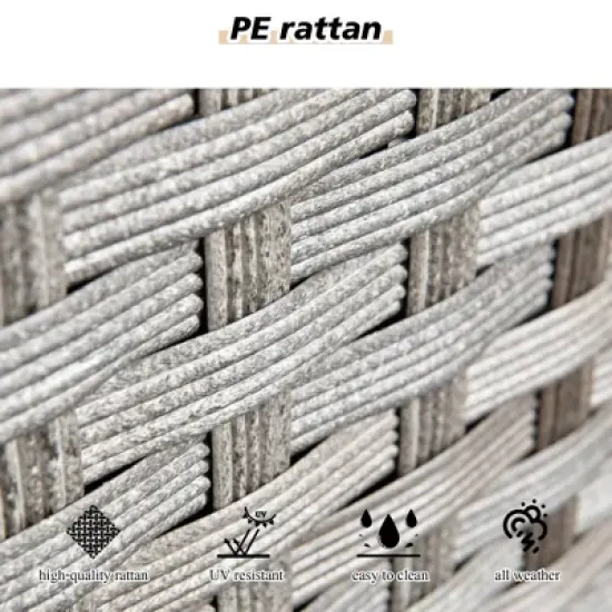 Marlton 10pc Wicker Outdoor Fire Pit Patio Furniture Set Conversation Sofa with Swivel Chairs and Cushions image {9}