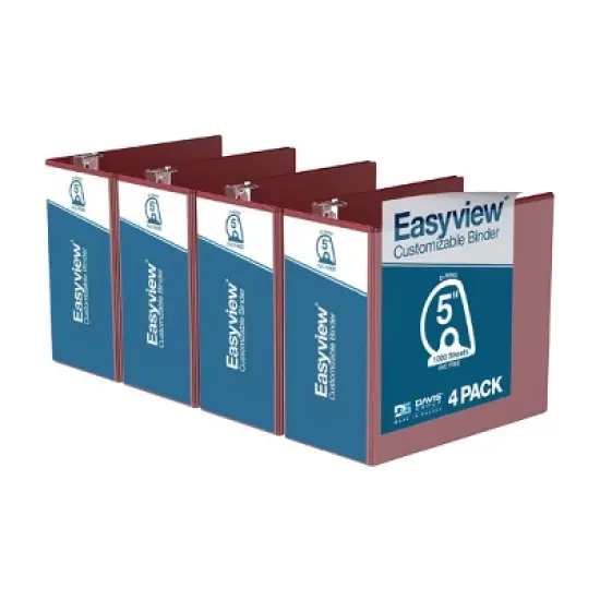 Easyview 4pk 5" Premium Angled Customized View D-Ring Binders White: 700 Sheet Capacity, Hard Cover, 2 Pockets, 4 Count image {8}