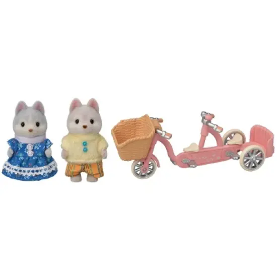 Calico Critters Tandem Cycling Set Husky Sister & Brother image {2}