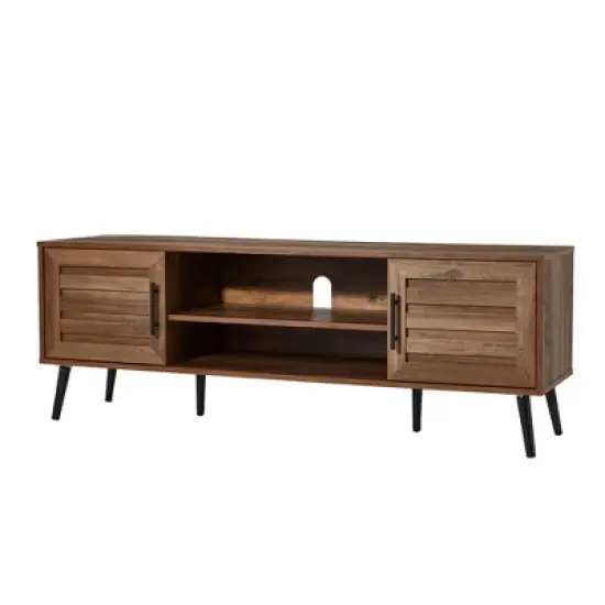 Jomeed Retro Mid Century Modern Wooden TV Entertainment Center Console for TVs with Storage Shelves for Living Rooms and Bedrooms image {6}