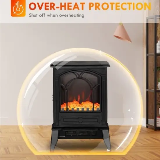SEVOBAL Fireplace Insert Heater Mantel 3D Flame Fireplace Stove Bottom Air Outlet Fire Place Panoramic Fire Place Heater, Black, 16.9"*12.2"*21.7" image {4}