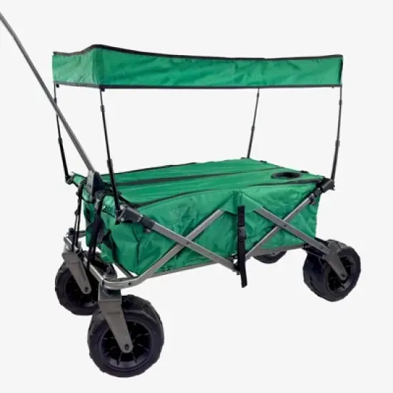 HOMLUX Push or Pull Folding Stroller Wagon with Canopy, 360&deg; Wheels, 150lbs Capacity image {9}