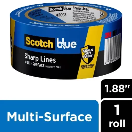 ScotchBlue 1.88" x 60yd Sharp Lines Painters Tape: Industrial Adhesive, Blue, 2 Inch, Painter's Tape image {10}