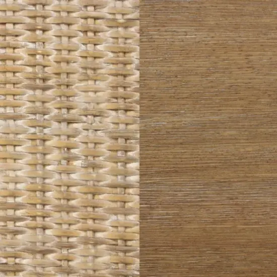 Hayes Solid Wood Rattan and Glass Top Side Table Brushed Light Brown - Nathan James image {5}