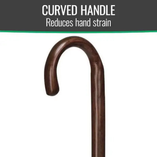 DMI Round Handle Wood Cane, Wooden Walking Cane with Rubber Tip, Durable and Warp Resistant Walnut Wooden Walking Stick, Lightweight and Strong, Holds image {2}