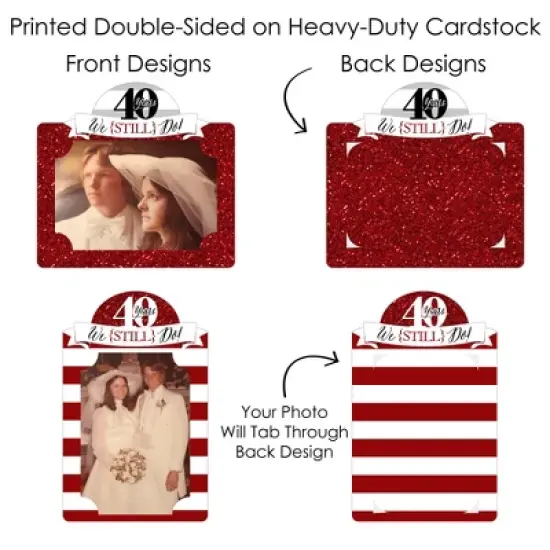 Big Dot of Happiness We Still Do - 40th Wedding Anniversary - Anniversary Party Picture Centerpiece Sticks - Photo Table Toppers - 15 Pieces image {4}