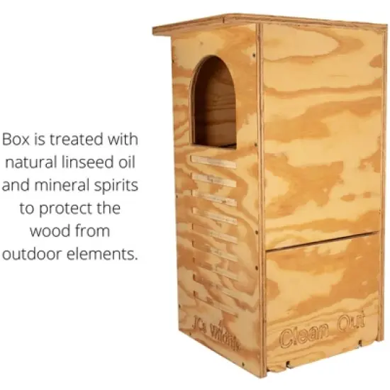 JCs Wildlife Barred Owl Nesting Box - Treated Exterior Grade Plywood - Mounting Hardware and Pine Shavings Included - Dedicated Clean Out Door for image {4}