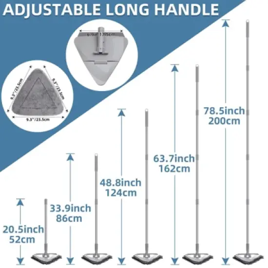 MECO ELEVERDE Extendable Wall Cleaner with 78.5" Stainless Steel Handle Mop & 6 Replaceable Microfiber Head Pads image {3}