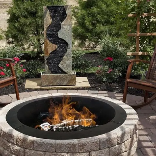 Bestier Fire Pit Ring for Outside, 33.5" Outdoor Fire Ring, Large Wood Burning Fire Pits Outdoor Fireplace, Bonfire Pit for Camping, Backyard, Patio image {2}