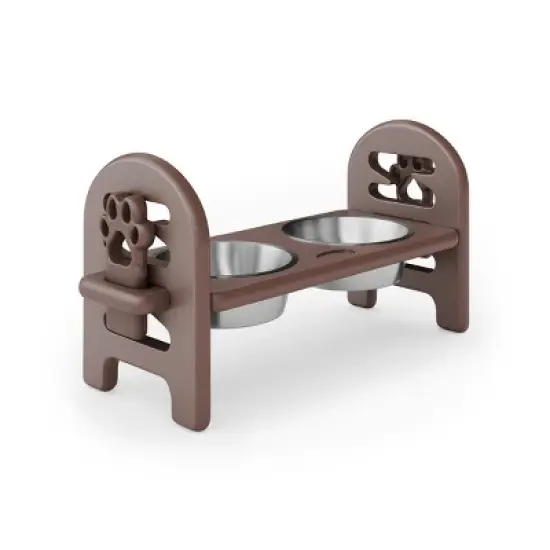 INFURNIC Pet Bowl Adjustable Travel Ready Recycled Durable Poly Lumber Easy to Pack Modern Design, Brown, 19"*7"*9.5" image {5}