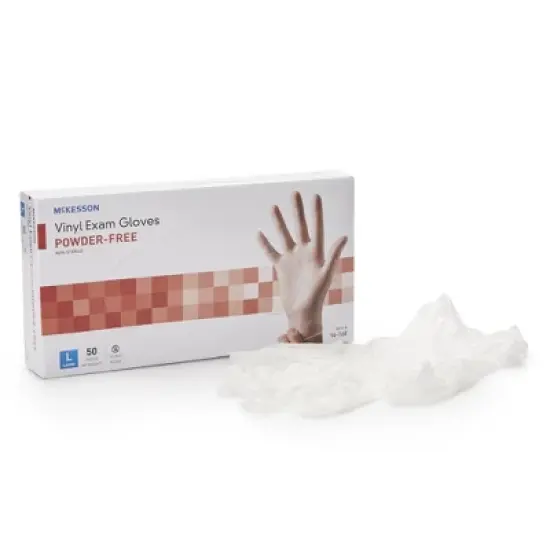 McKesson Confiderm Disposable Vinyl Exam Glove Standard Cuff Length SMALL image {7}