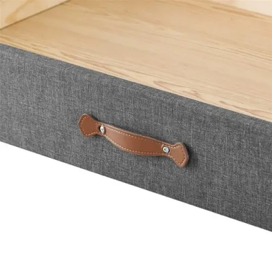 MUSEHOMEINC BD1002NS Upholstered Underbed Storage Trundle Organizer Drawer with Center Divider and 4 Caster Wheels, Gray, Full/Twin image {3}